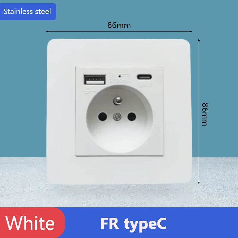 Toggle switch White stainless steel panel retro wall lamp switch AC110-250V 1 2 3 4 Gang 2 Way16A Universal wall light switch