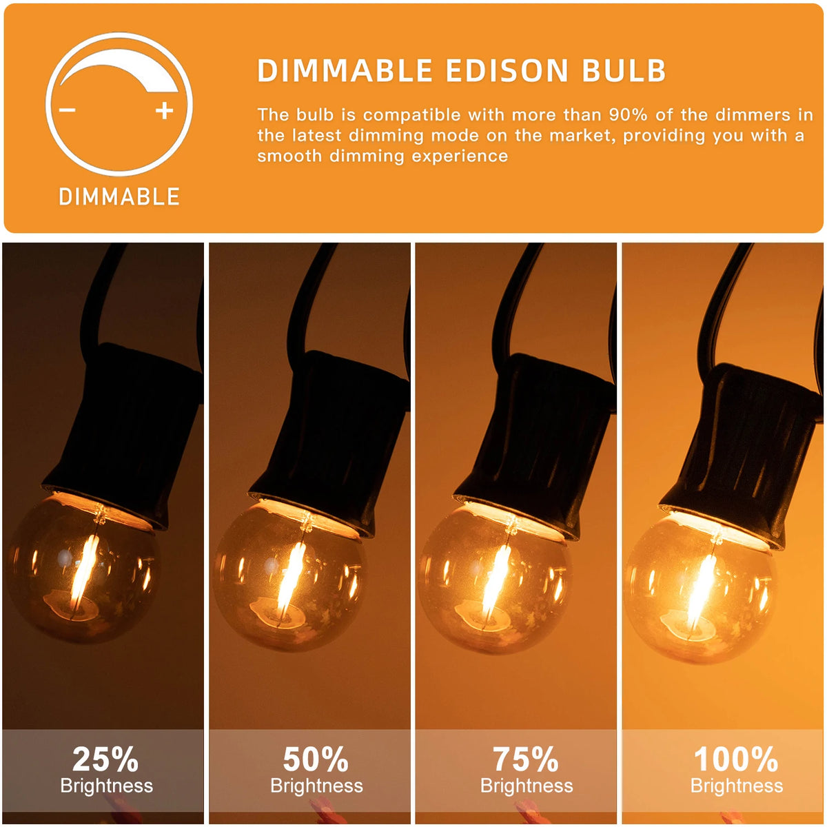 Vintage Globe Light Bulb G40 1W Equal to 10 Watts Led Filament Bulb 2200K Warm White 220V Gold Tint Glass E27 Base Dimmable Lamp