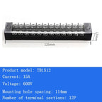 TB15A 25A 45A Copper Wiring Terminal Block 3/4/5/6/8/10/12 Position Electrical Connector Board Current Terminal Strip