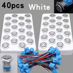 40pcs 22mm Push Button Switch Latching Momentary Metal PC Power LED Light On Off with Wire Waterproof 12v 3v 5v 6v 24v 220v Red