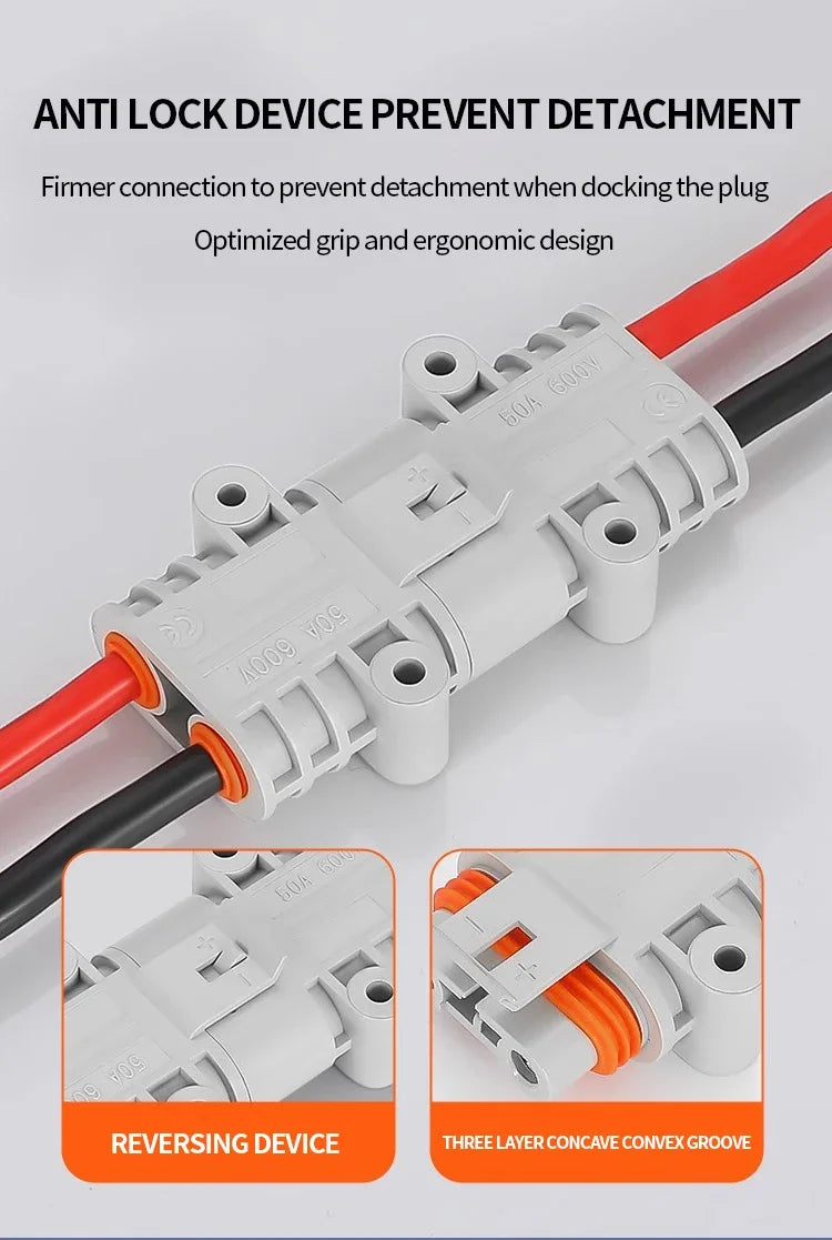 5/20/100Sets Anderson Style 50A Waterproof Connector Plug for Parking/Auto Air Conditioning Power Supply, High Current 12V/24V