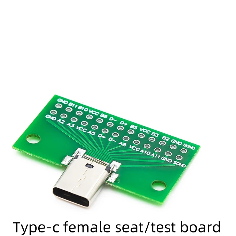 1PCS Type-C Revolution Female Test Board Adapter Plate with Pin Row 24P Male Seat Resistance Card USB3.1 Data Line Adapter