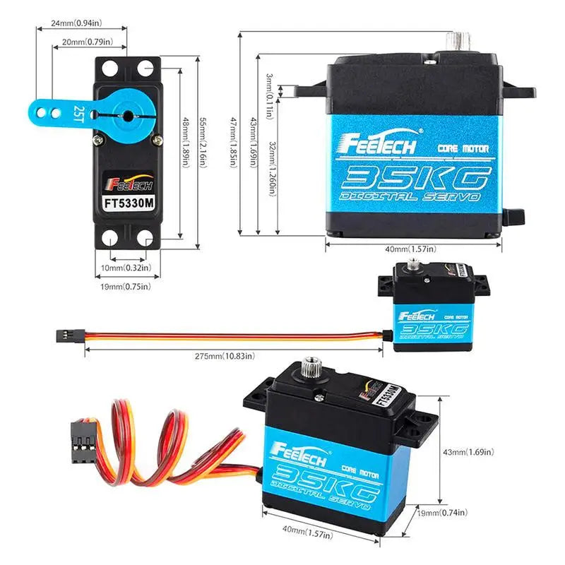 Feetech FT5330M 35KG Digital Servo RC Steel Gear 180 Degree 25T Metal Arm 7.4V Robot RC Servo Motor for RC Drift Car Helicopter