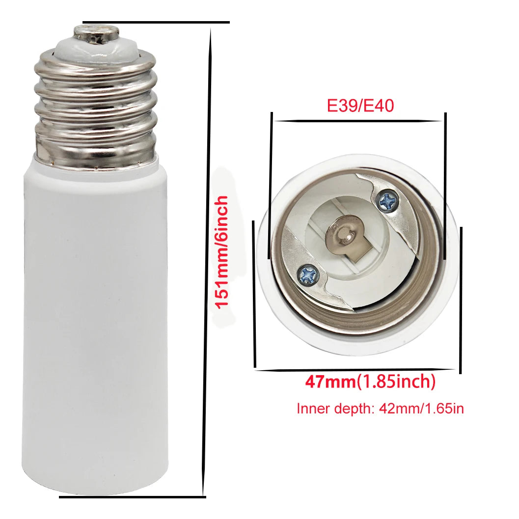 2pcs E39/E40 to E39/E40 HID Mogul Lamp Base Holder to LED CFL Halogen Light Socket L93mm L151mm Extender Adapter Converter
