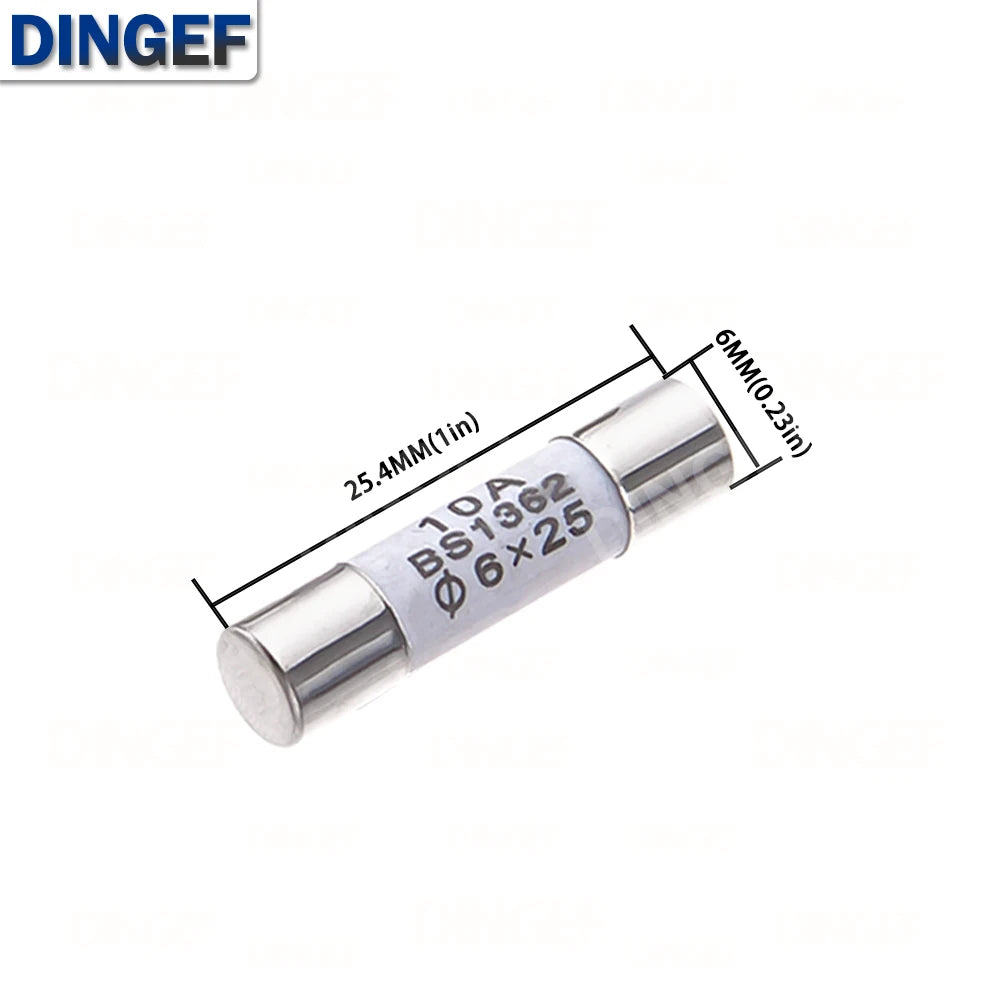 10PCS 6*25mm Ceramic Fuse 6*25 Ceramic insurance Tube 6X25MM 0.5A 1A 2A 3A 5A 6A 7A 8A 10A 15A 20A 25A 30A 250V RO57 Fuse BS1362
