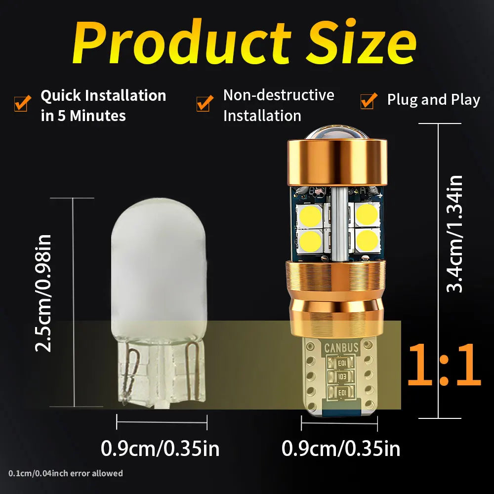 2/6/10PCS LED Signal Light Bulb Package 3030 12V 24V DC Orange Amber 158 175 Position 2821 Parking 2827 2525 T10 Car Truck Bulbs