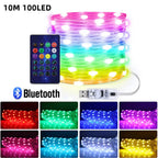 RGB Leather LED Fairy Lights 10M 40M Smart Bluetooth Music Light String IP65 Holiday Garland Decoration