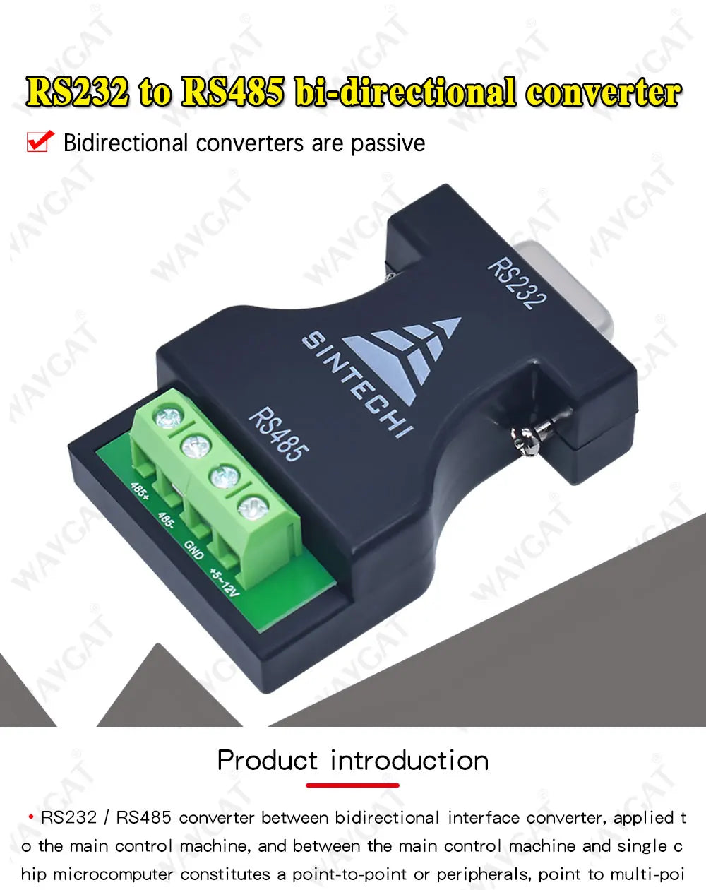 RS-232 RS232 to RS-485 RS485 Interface Serial Adapter Converter NEW
