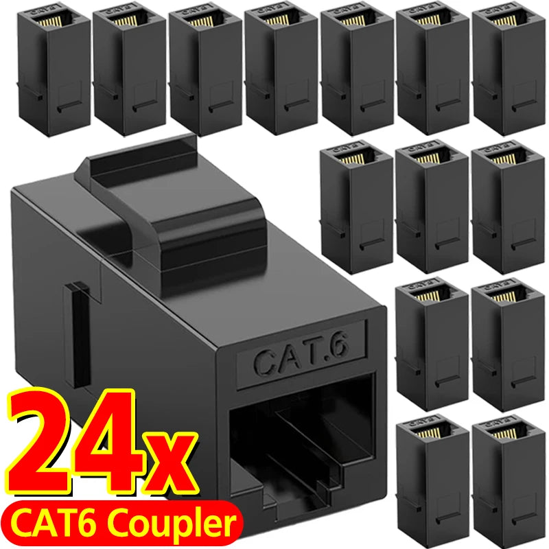 1-24PCS Cat6 RJ45 Keystone Coupler Network Ethernet Dual Straight Head Lan Cable Connectors Internet CAT 6 6a Extender Plug