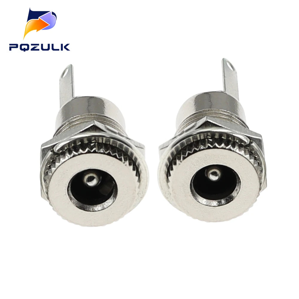 10PCS DC099 5.5 mm x 2.1mm DC Power Jack Socket Female Panel Mount Connector Metal DC-099 Open Hole 11MM 5.5*2.1 5.5*2.5