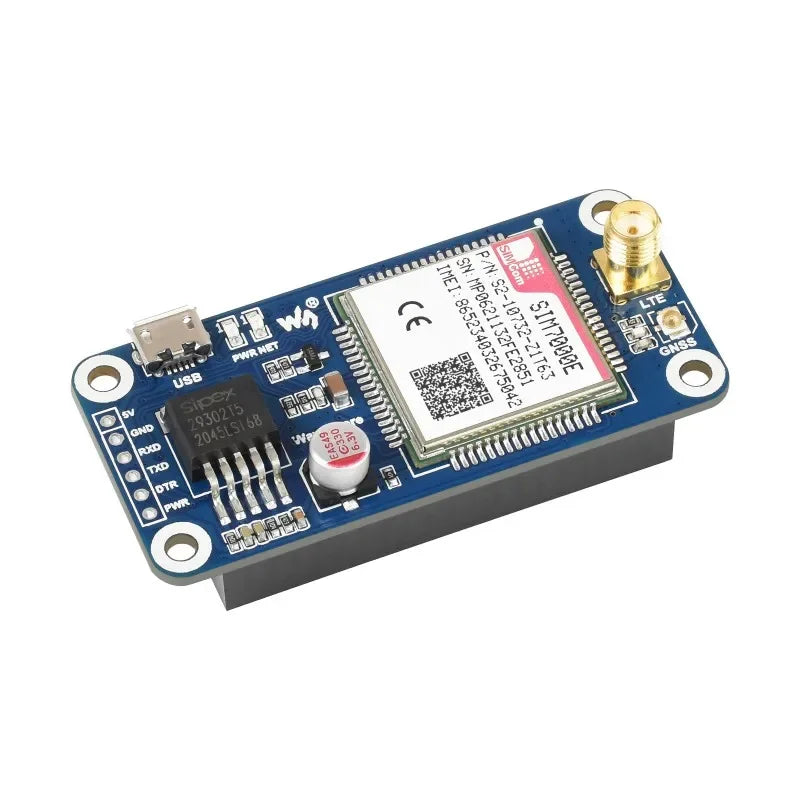 SkyDElWaveshare SIM7000E NB-IoT / Cat-M / EDGE / GPRS HAT For Raspberry Pi, GNSS, For Europe, Africa, Australia, Southeast Asia
