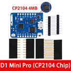 1PC ESP8266 Module for WeMos D1 Mini Pro – NodeMCU Board with 4M/16M Flash, CP2104 & External Antenna (for Arduino-Compatible)