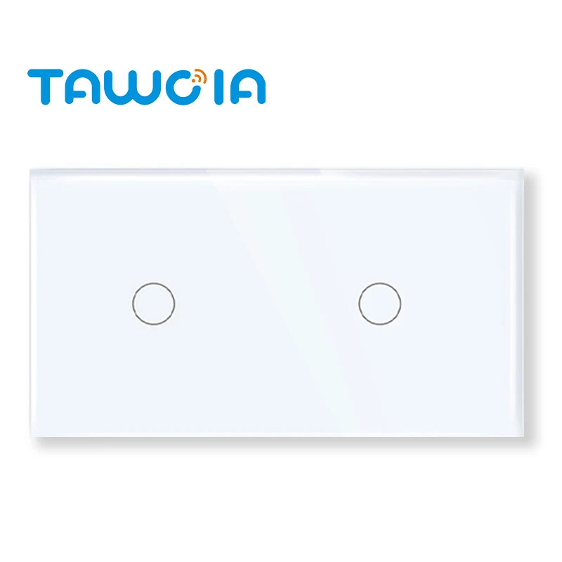 TAWOIA 1/2/3 Gang Touch Switch Double Light Switch Triple Sensor Switch 1Way EU Standard Glass Panel Blue backlight White Series