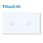 TAWOIA 1/2/3 Gang Touch Switch Double Light Switch Triple Sensor Switch 1Way EU Standard Glass Panel Blue backlight White Series