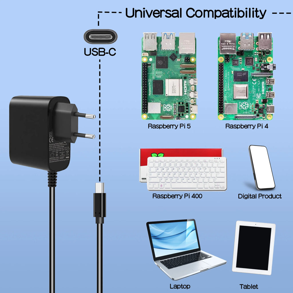 Geekbord Raspberry Pi 5 Power Supply XSL-GaN-PD 27W 5.1V 5A USB-C