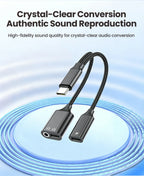 3 in 1 USB C Adapters Type-C to 3.5mm/Type-C Headphones+ Type-C Charging Connector For iPhone 15-17 Xiaomi Huawei Samsung Phones