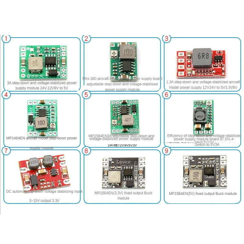 1PCS DC-DC 3A 5A Adjustable Step-down Power Module Board Voltage Stabilizing Aircraft Model MP1584EN 24V 12V 9V To 5V