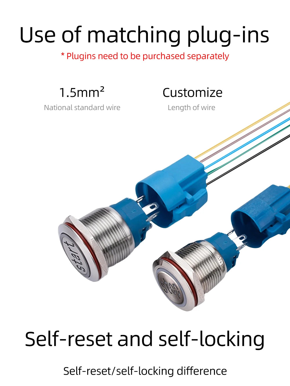 12/16mm Flat LED Illuminated Reset Latching Ring LED Metal Push Button Switch Waterproof On Off with Power Symbol