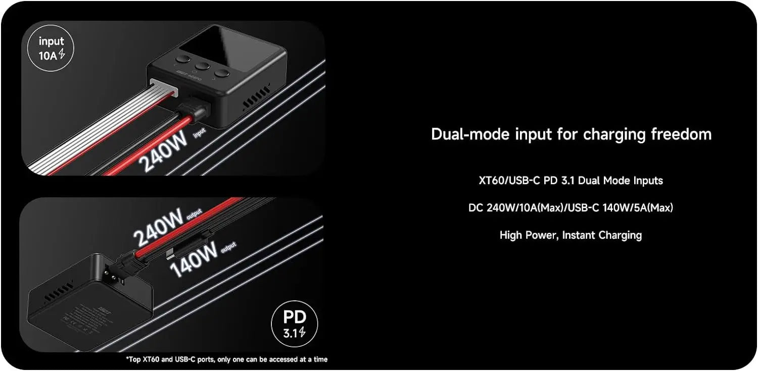ISDT 608PD Lipo Balance Charger Discharger DC 240W/10A PD 140W/5A Smart Digital Charger  for RC Batteries LiFe/Lilon/LiPo/LiHV