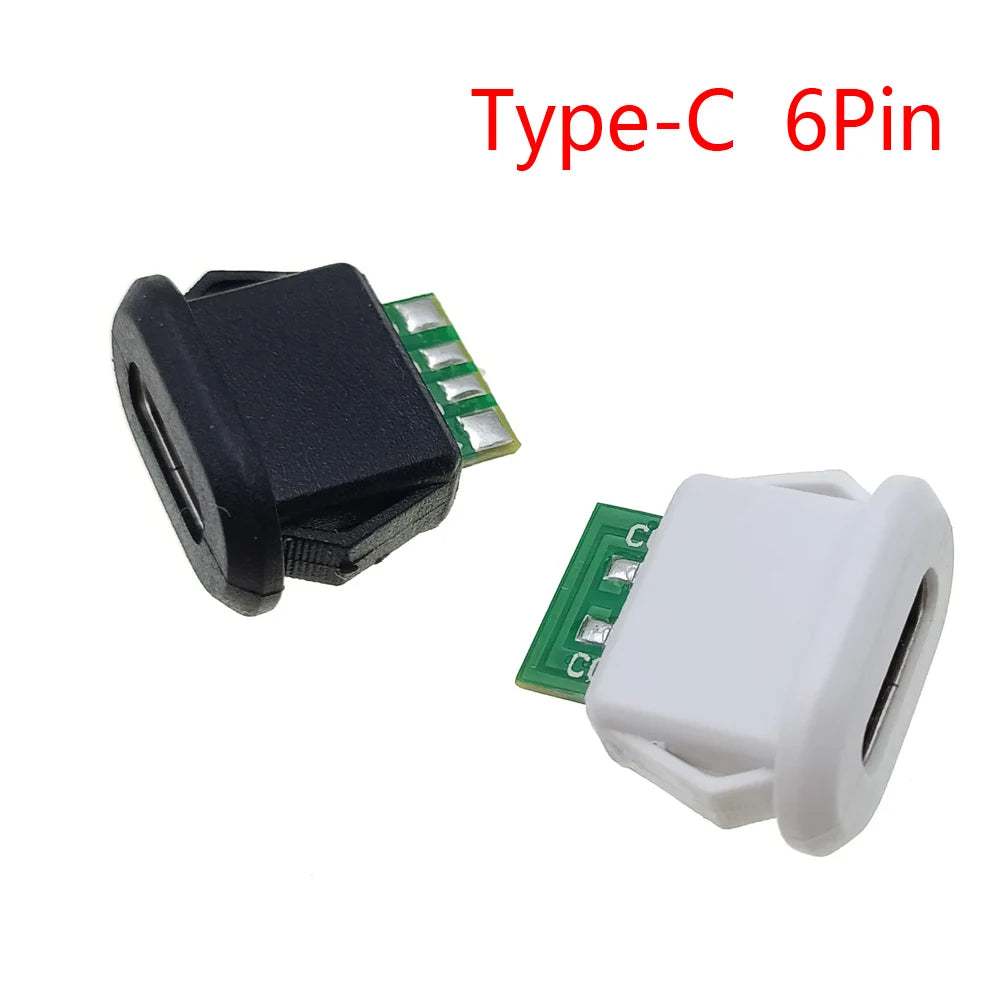 5pc 5/6Pin USB-C Type Waterproof USB 5A Connector Direct Compression Female Base Socket Charging Interface Tail Plug Interface