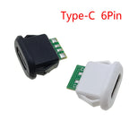 5pc 5/6Pin USB-C Type Waterproof USB 5A Connector Direct Compression Female Base Socket Charging Interface Tail Plug Interface