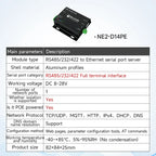 Serial Port Server RS485 To Ethernet CDSENET NE2-D11 DC 8-28V TCP/UDP Modbus MQTT HTTP DNS FOTA Remote Up DIN Rail Installation