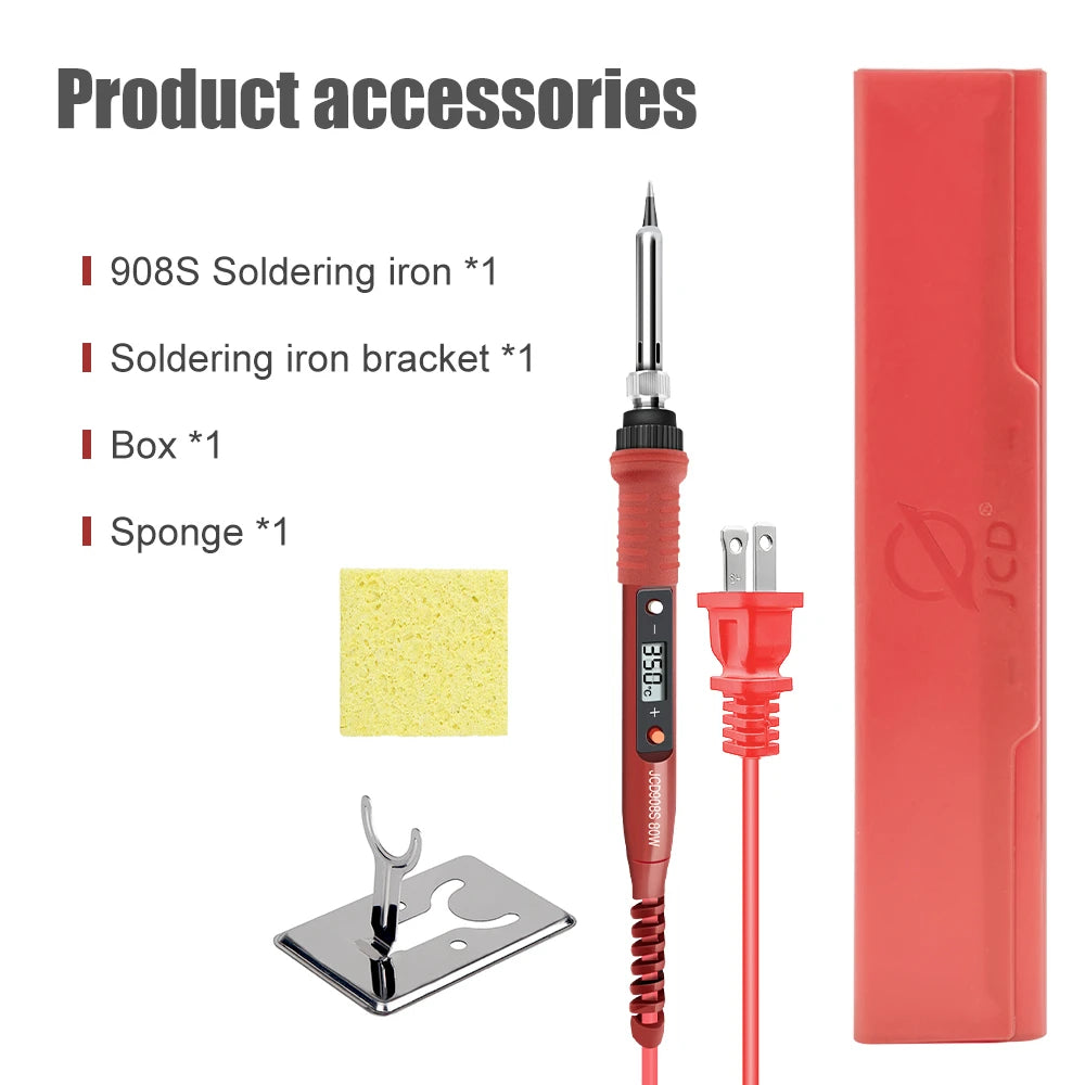 JCD 908S Electric Soldering Iron Kit Set 220V 110V 80W LCD Display Adjustable Temperature Home Handmade DIY Welding Repair Tools