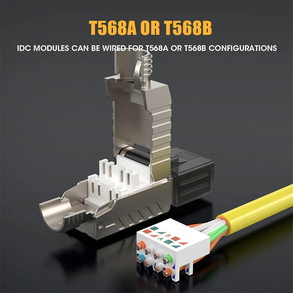 RJ45 CAT6A CAT7 CAT8 Connectors Network Modular Plug Metal Tool Free Easy Termination Plug 2000MHz 40G LAN Cable 22AWG - 24AWG