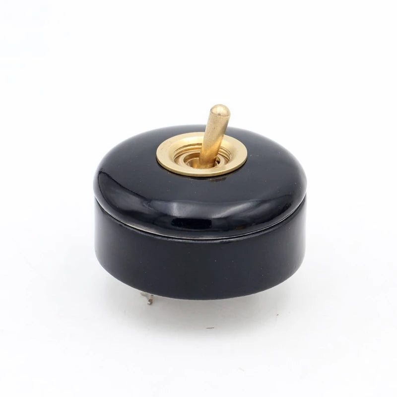 AC 250V Vintage Ceramic Toggle Switch Brass Lever Rocker Retro ON OFF Wall Switch Classical Lamp Switch