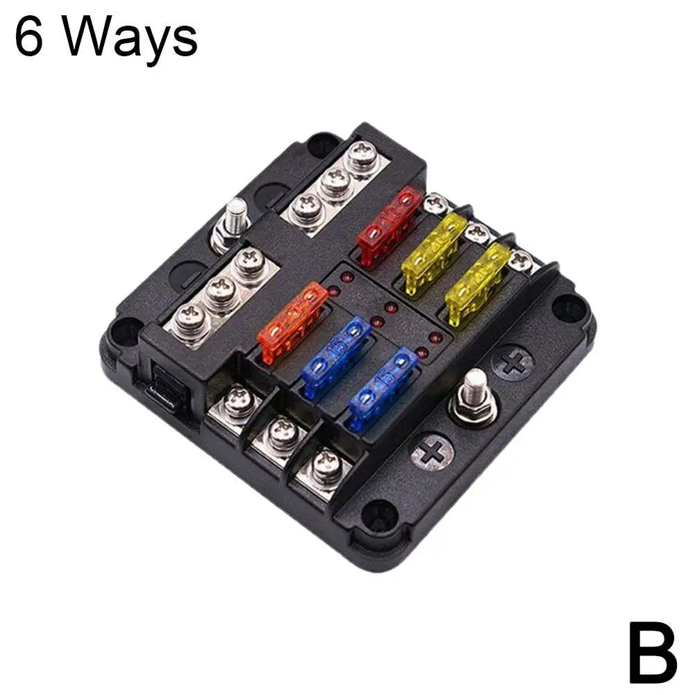 6/12 Way 12-24V Car Boat Fuse Blade Fuse Box Holder With Plastic Cover For Power Panel Board Camper Fuse