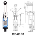 5PCS ME 8104 8108 8111 8122 9101 CNC Micro Limit Switch 5A/220V Rotary Roller Lever Sealed Switch Momentary Industrial Machine