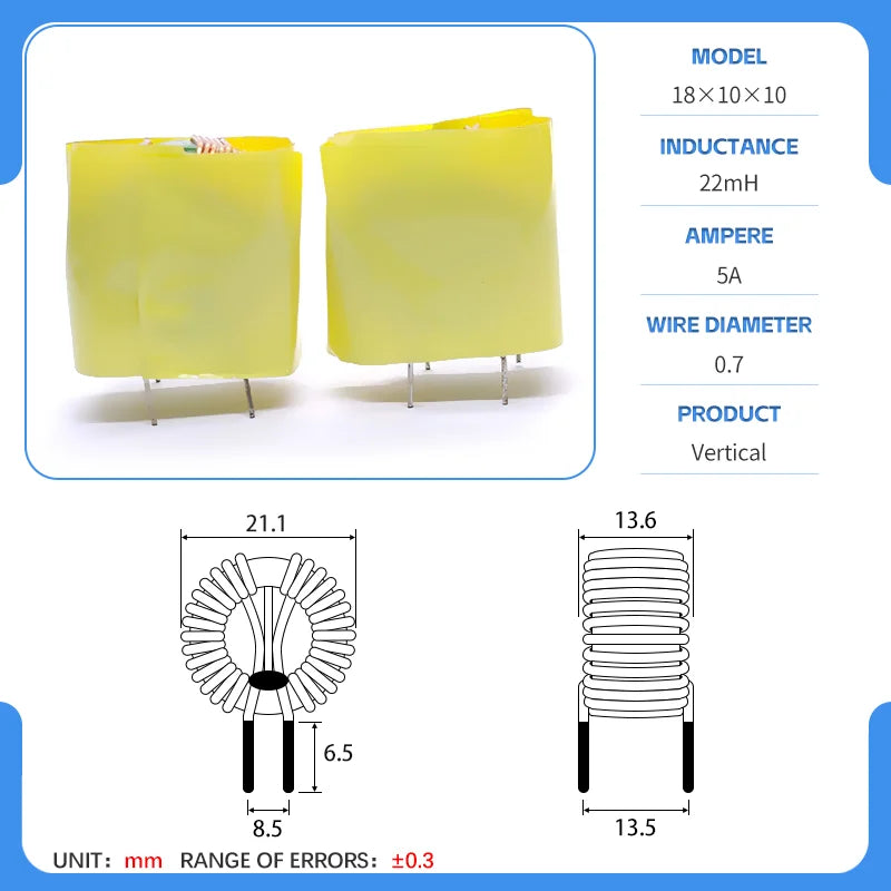 18x10x10 50/80uH 1/2/4/4.7/5/10/20/22/40/45/50mH magnetic ring common mode inductor common mode filter choke