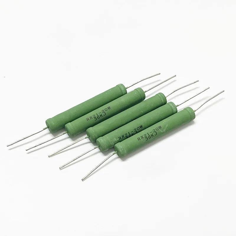 5pcs RX21-20W Wire Wound Resistance 5% 1R 10R 100R 200R 1K 2K 10K 12K 15K 20K 22K 25K 30K 33K 39K 47K 20R 22R  27R 30R 33R 40R