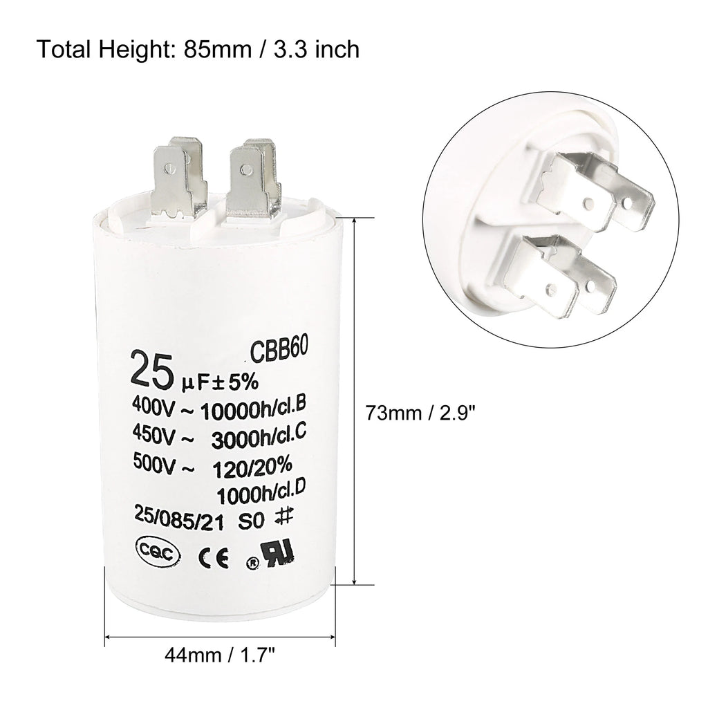 1Pcs CBB60 Run Capacitor 8uF-80uF 450V AC Double Insert 50/60Hz Cylinder White for Air Compressor Water Pump Motor