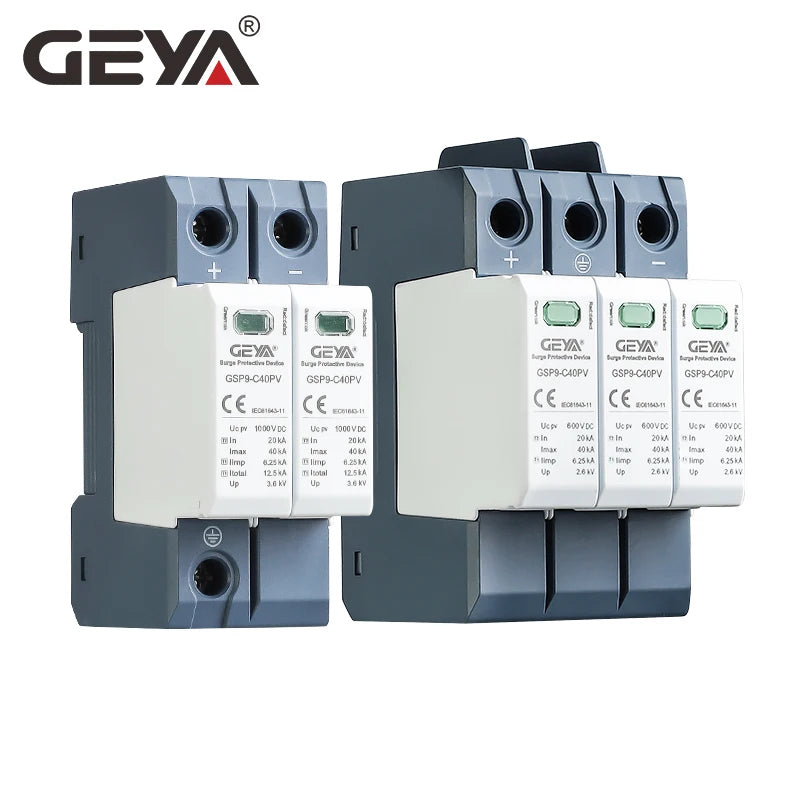 GEYA GSP9 DC Surge Protector PV SPD 600V 1000V 20KA 40KA SPD 2P 3P Surge Protective Device Lightning Protection