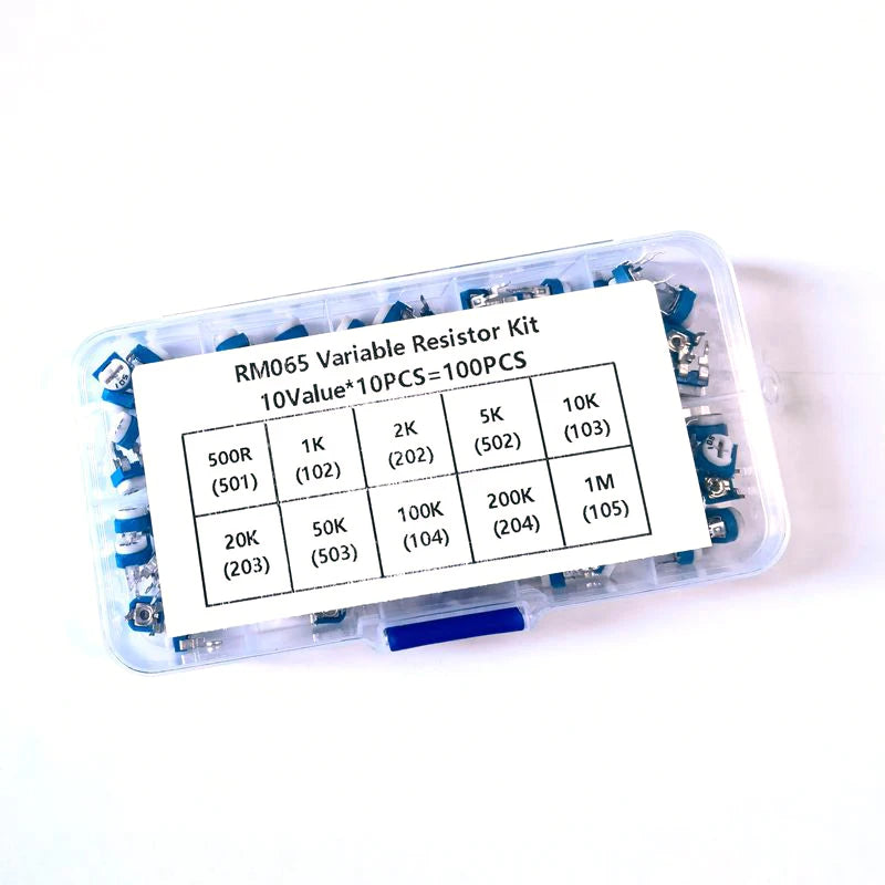 100PCS/Box RM065 Potentiometer Variable Resistors Kit 500 Ohm -1M Ohm Trimmer Potentiometer Adjustable Resistors Set 1K 10K 100K