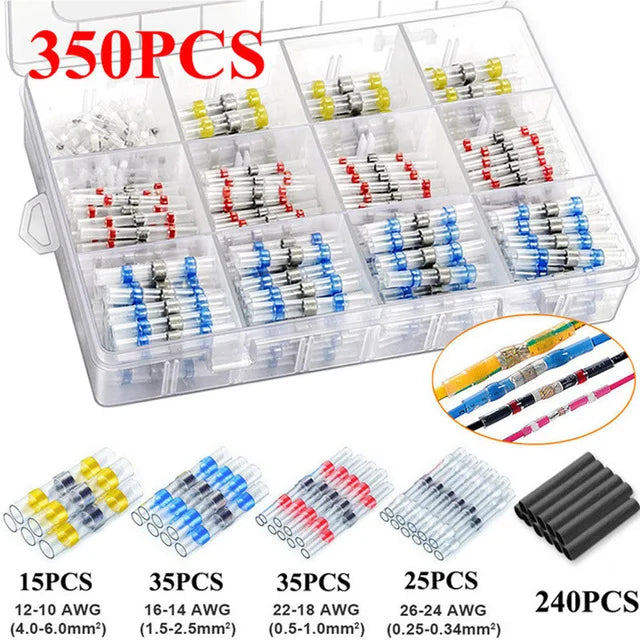 300pcs-800pcs Solder Sealed Wire Connectors Heat Shrink Solder Butt Connectors Solder Connector Kit Automotive Marine Insulation