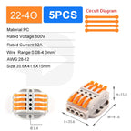 Quick Butt Lever Crimp Terminals Wire Connectors 2-12 Way With Fixing Holes Push-In Universal Compact Electrical Terminal Block
