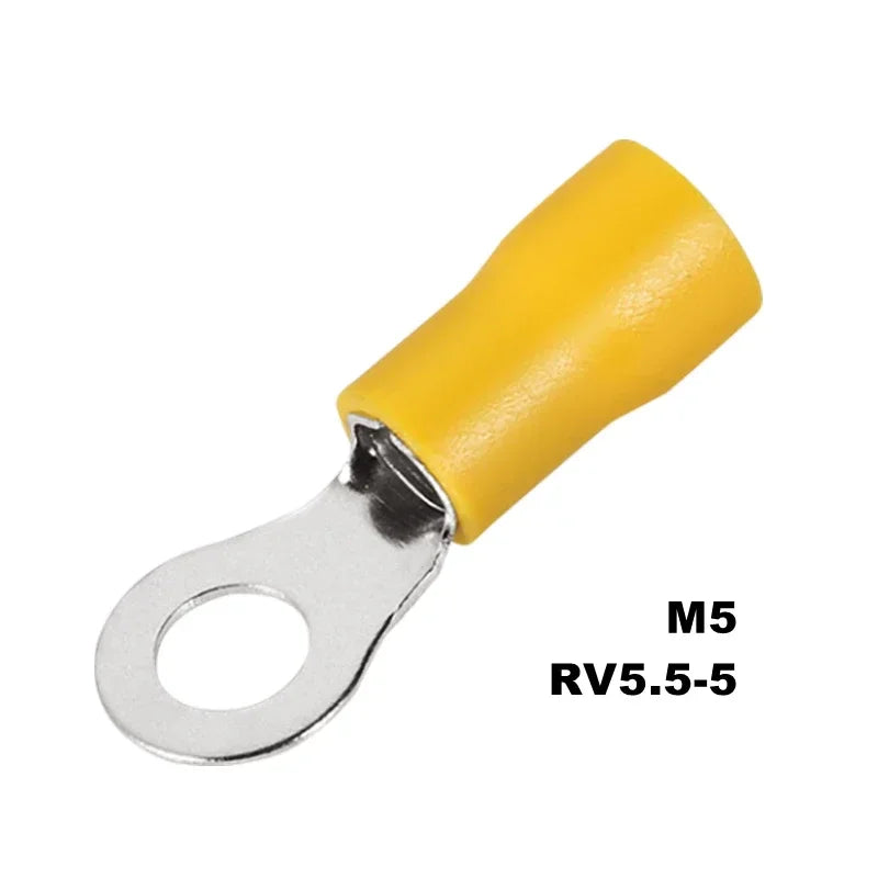 100PCS Ring Crimp Terminal M4/M5/M6/M8 Round Plugs Pre-insulated Ferrules Lugs For Splice Electricals Cable Wire End Connectors