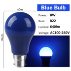 2-10pcs Colorful Bulb B22 E27 110V 220V Red Yellow Blue Green Pink Purple Orange Light Bulb Lamp for Home