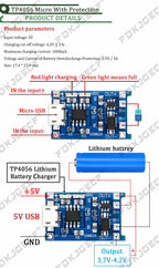 TP4056 With Protection Dual Functions 5V 1A Mini Micro TYPE-C USB 18650 Lithium Battery Charging Board Charger Module 1A Li-ion