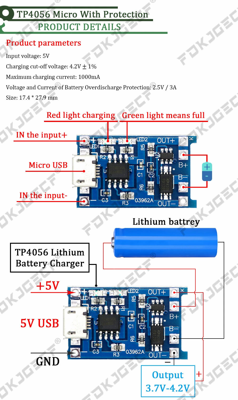 TP4056 With Protection Dual Functions 5V 1A Mini Micro TYPE-C USB 18650 Lithium Battery Charging Board Charger Module 1A Li-ion