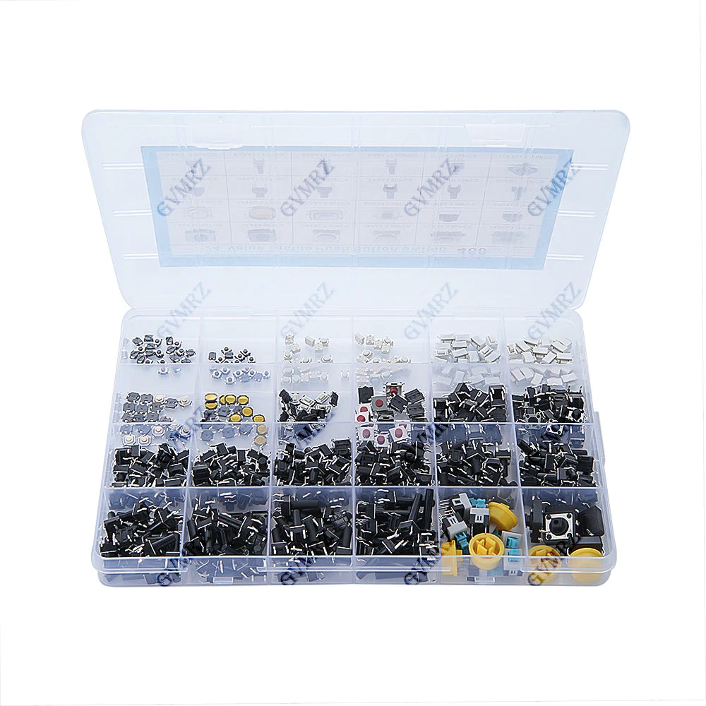 460PCS SMD Micro Momentary Tact Switch Assortment Kit 24 Values Tactile Push Button Switch for Car Remote Control with Box