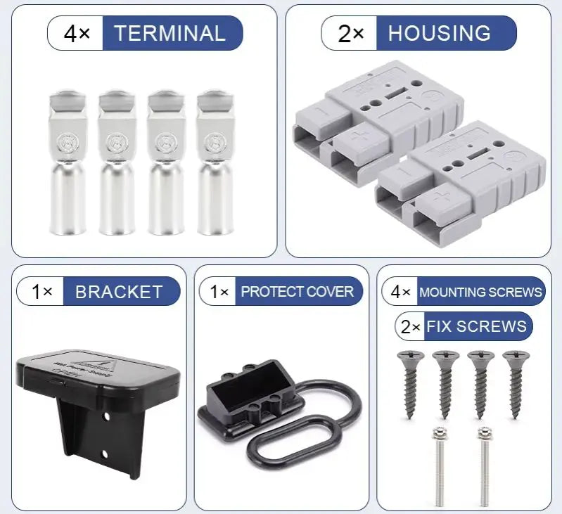 2pcs 50A 120A 175A 2P Quick Plug Forklift Battery Power Connector 600V Car Battery Charging Electrical Cable Wire Connectors