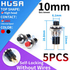 5PCS Mini Round  5mm/7mm/10mm Self-Lock /Momentary Push button Switches FBS-110 1NO1NC Black Red Green 0.5A/125V