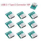 USB 3.1 Type-C 16-Pin Test Breakout Board Full Pinout Adapter Socket for Diagnosis & Data Cable Prototyping