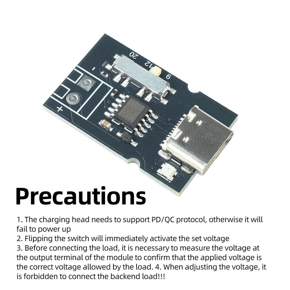 PD QC Protocol Fast Charging Decoy Module 5V 9V 12V 20V Adjustable with Indicator Light Type-C Trigger Module for DIY Electronic