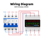 3 Phase Din Rail Voltmeter Ammeter Adjustable Over Under Voltage Current Limit Protection Monitor Relays Protector 63A 100A