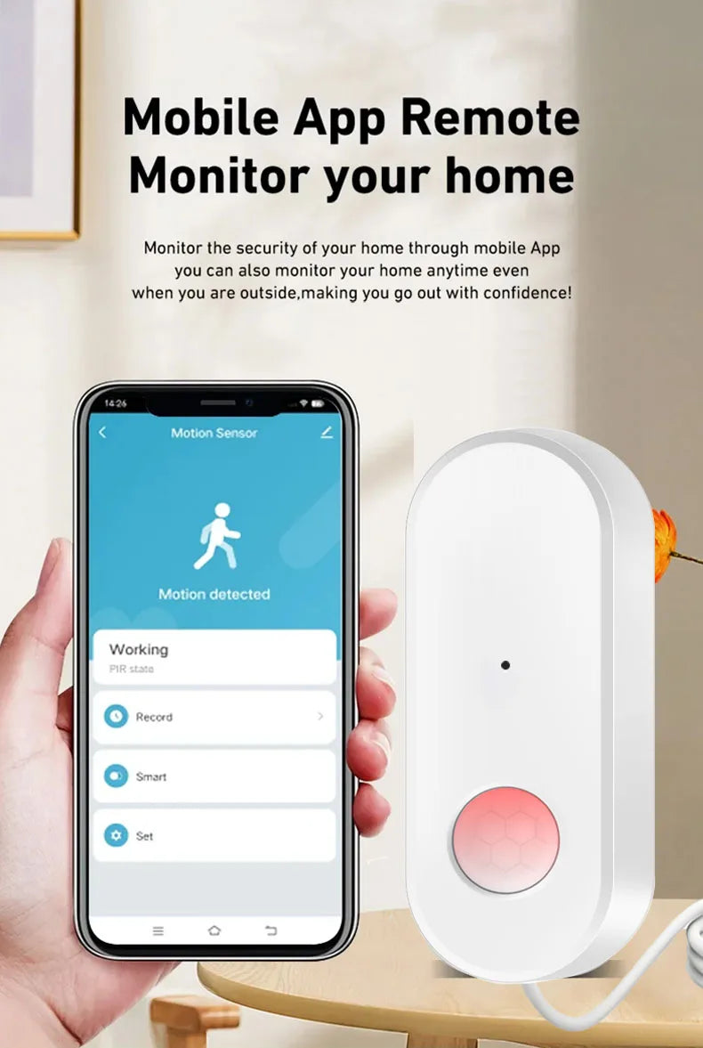 WiFi Human Motion Sensor PIR Infrared Detector Works With Tuya Smart Life APP Home Security Anti-theft Devices Support Alexa