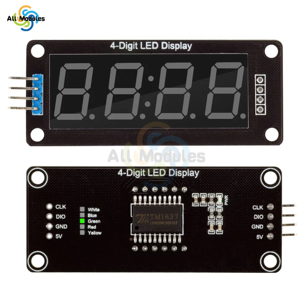 TM1637 LED Display Module for Arduino 4 Digit 7 Segment 0.56 inch Time Clock Indicator Tube Module Red Blue Green Yellow White